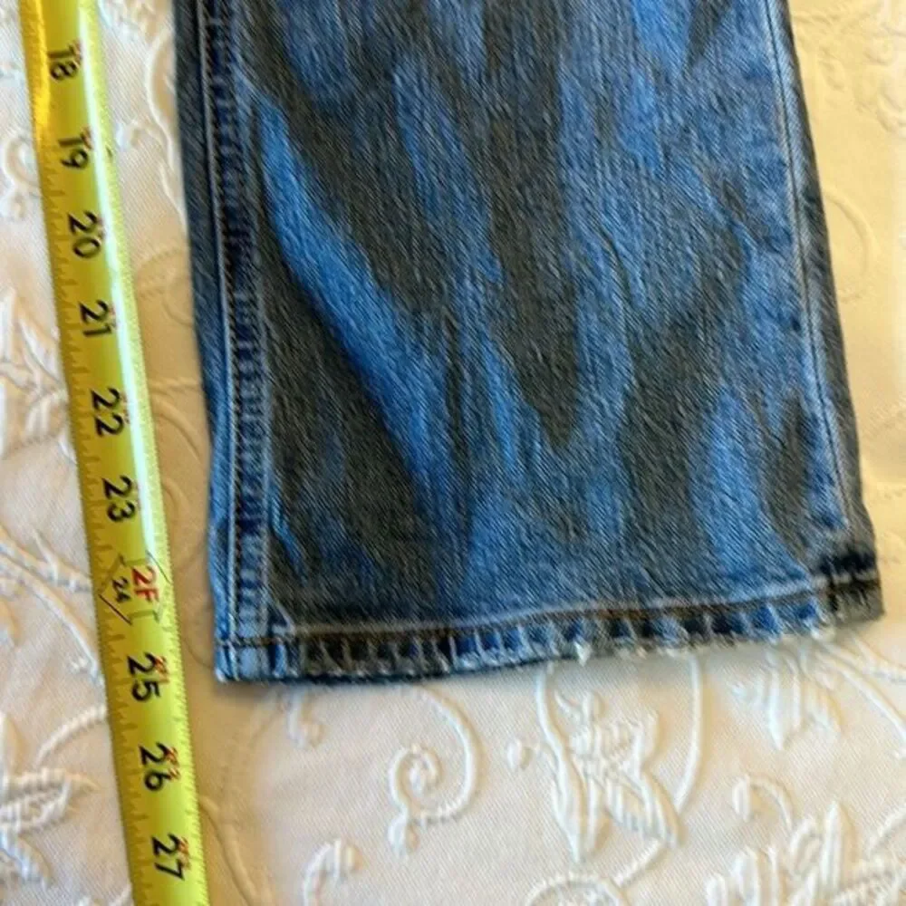 J. Crew High Rise Flare Crop Distressed‎ Women's Blue Jeans Size 26